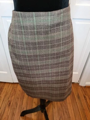 Vestido Falda Lápiz Cuadros Verde y Marrón Granero 10 Academia Preppy Retro Twee Foto 1 de 4