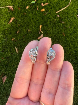 Brincos postes de prata esterlina 925 prata pedra transparente 3,3 g Estate - Imagem 1 de 4