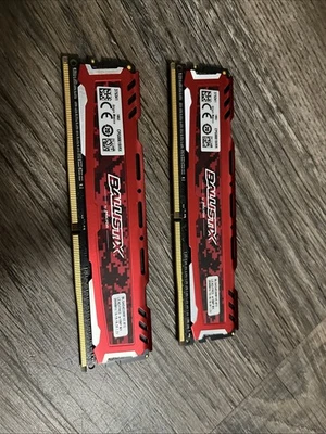8GB Micron Ballistix Sport 4GBx2 DDR4-2666MHz PC4-21300 SD RAM BLS4G4D26BFSE.8FE - Image 1 of 3
