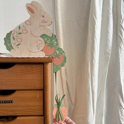 Avon Wood Bunny Rabbit Sitter Door Frame Corner Doorway Topper Edge Shelf Vtg - Image 1 of 4