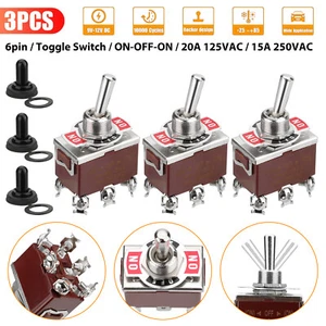 3X Toggle Switch ON/OFF/ON Heavy Duty 20A 125V/15A 250V Terminal Waterproof Cap - Picture 1 of 8