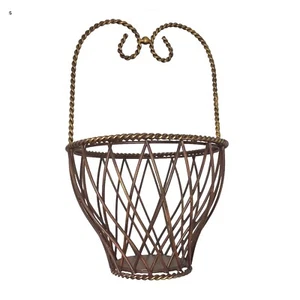 Vintage Metal Display Basket Heavy Twisted Wire Antiqued Bronze - Picture 1 of 13