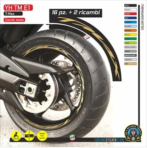 Adesivi cerchi compatibili Yamaha Tmax 500 530 560 fasce ruote TM E1 - Imagen 1 de 1