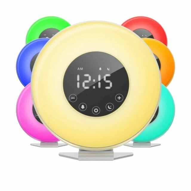 hOmeLabs 4330349651 Sunrise Digital LED Alarm Clock with 6 Color Switch and FM Radio