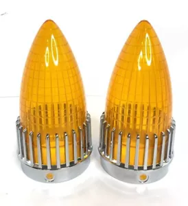 Pair Amber Tail Light Replacement Lens w/ Bezels For 1959 Cadillac - Picture 1 of 4