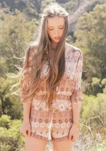 SPELL Designs Daisy Chain Floral Print 100% Cotton Playsuit Romper Size M 10 - Picture 1 of 9
