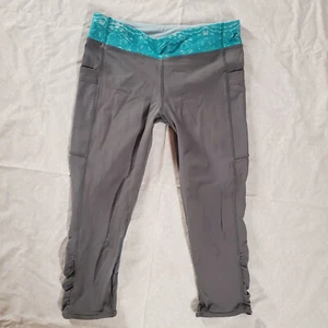 Ivivva Lululemon Rhythmic Capri Tight *Pockets - Grey Fog - Size Girls 14 / XL - Picture 1 of 15