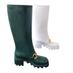 Gucci Left Only Gummi Regen Stiefel Damen 35 US 5 grün weiß Horsebit Amputierte - Bild 1 von 15