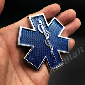 3D Blue Metal EMS EMT Star of Life Car Trunk Rear Emblem Badge Decals Sticker - Picture 1 of 4