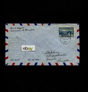 CANADIAN PACIFIC AIRLINES ERSTFLUGABDECKUNG VANCOUVER NACH HONOLULU 13.07.1949 - Bild 1 von 2