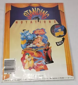 Tarjeta de cumpleaños de Disney Aladdin vintage con notas de pie nueva en paquete, década de 1990 - Imagen 1 de 3