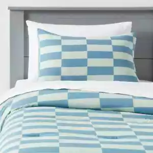 Kids' Comforter Set Checkers - Pillowfort Full/Queen NEW - Picture 1 of 4