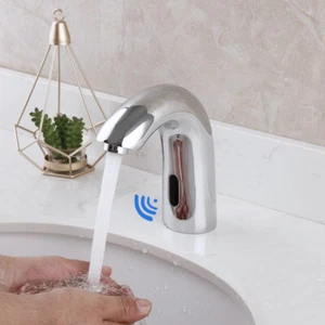 Deck Mount Touchless Hand Free Bathroom Sink Sensor Mixer Faucet Single Hole Tap - Picture 1 of 10