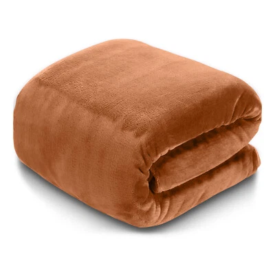 Large Faux Fur Throw Fleece Blanket Double King Sofa Bed Soft Warm Mink All Size - Image 1 of 4