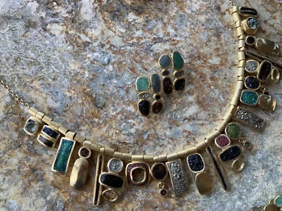 Collar y pendientes coordinadores David Urso personalizados bronce y resina Foto 1 de 4