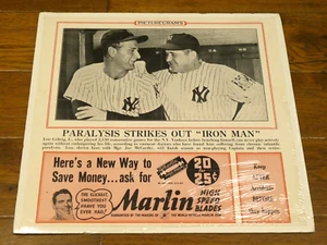 1939 Lou Gehrig Joe McCarthy Picturegrams Size 18x19 - Picture 1 of 2