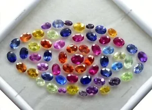 25 Pcs Natural Sapphire Mix Color Oval CERTIFIED Gemstone Lot 7x5 mm - Picture 1 of 5