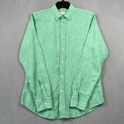 Club Monaco Shirt Men's Medium Green Button Down Long Sleeve 100% Linen Slim Fit - Image 1 of 4