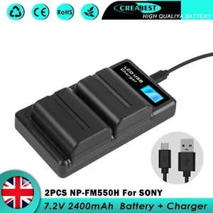 2x 2.4AH NP-FM500H Battery & Dual Charger For Sony DSLR-A100 A200 A300 A350 A450 - Picture 1 of 10