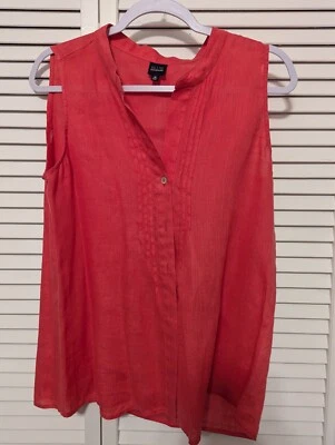 Blusa de lino Saks 5th Avenue, rosa, mediana, sin mangas, excelente estado  Foto 1 de 3