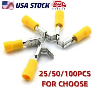 25/50/100 PIEZAS Piggyback Vinilo Aislado 12-10AWG Conectores Terminales Amarillos - Imagen 1 de 9