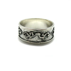 Genuine sterling silver ring 10mm band solid hallmarked 925 Dragon - Picture 1 of 3