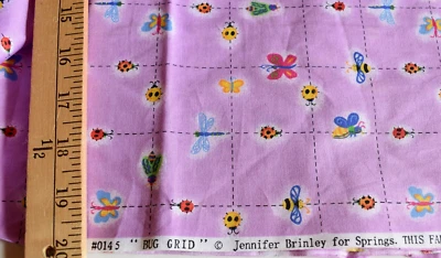BUG  GRID ON ORCHID PURPLE  SPRINGS  100% COTTON FABRIC  30X43 + INCHES - Image 1 of 2