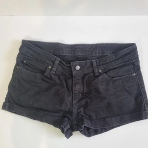 Women's Carhartt Black Denim Mini Shorts Size 32 Cuffed - Picture 1 of 5