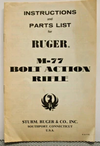 Vintage Ruger M-77 Bolt Action Rifle Instruction Manual and Parts List - 1970 - Picture 1 of 1