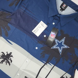 NEW Dallas Cowboys NFL Team Apparel FOCO Blue Hawaiian Button Down Shirt M NWT - Picture 1 of 14