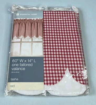 Красный балдахин Kmart Essential Home Tasha 60x14 новый нераспакованный клетчатый с зубчатым краем - Изображение 1 из 4