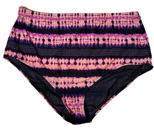 Torrid High Rise Bikinihose Übergröße 2 / 2x Schwarz Pink Muster Retro Schwimmen - Bild 1 von 6