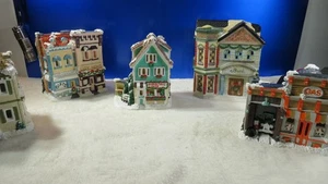 VINTAGE Ceramic Christmas Village Houses SET 5 HOUSES SIZE 6/7" Holiday Decor - Picture 1 of 6