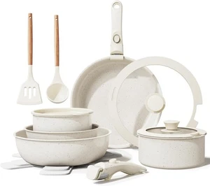 Keramik Antihaft Kochgeschirr Set, gesund, nicht 17-teilig cremeweiß - Bild 1 von 7