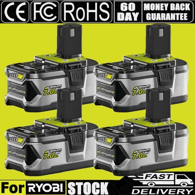 MARKENLOS 4X 7,0Ah Original Akku für RYOBI 18V One Plus Lithium RB18L50 P108 P109 Batterie
