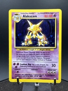 Pokémon TCG Alakazam 1/102 Base Set Unlimited Holo Rare Vintage WOTC LP / NM - Picture 1 of 24
