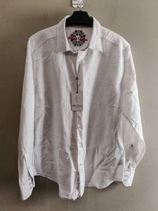 Robert Graham Borsi White Linen Cotton Classic Fit Long Sleeve Shirt Medium NEW - Picture 1 of 12