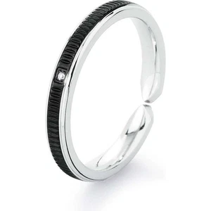 Anello Uomo S’Agapò SFN33E Acciaio Nero Zirconi Taglia 27 Originale - Foto 1 di 2