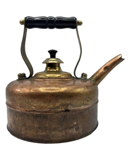 Richmond Kettle Co Tetera de Cobre Inglaterra Latón y Madera Mango Silbido Lg - Imagen 1 de 14