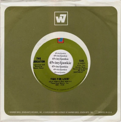 The Association NM 45 rpm "Time For Livin'" on Warner Bros. Records - Image 1 of 2
