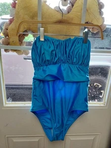 Nwt Time And Tru Womens 1 piece Swimsuit Removable Adj Straps Turq XS S M XL 2X - Picture 1 of 2