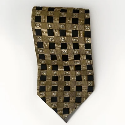 Corbata Bruno Piattelli 100 % seda pura hecha en EE. UU. dorada/multicolor geométrica Foto 1 de 4