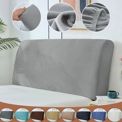 Cubierta de cabecero de terciopelo elástico a prueba de polvo respaldo de cabecera protector de cabeza de cama Foto 1 de 4