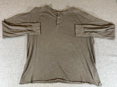 Rag Bone Shirt Mens 2XL Taupe Henley Long Sleeve Standard Issue Raglan Slub - Image 1 of 4