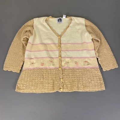 Cárdigan Suéter Storybook Tejidos Para Mujer 2X Beige Crochet Dorado Días de Playa * Foto 1 de 4