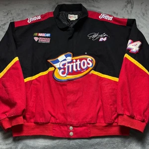 Vintage Fritos Jacket Mens 2XL Black Red Jeff Gordon #24 NASCAR Racing Cotton - Picture 1 of 10