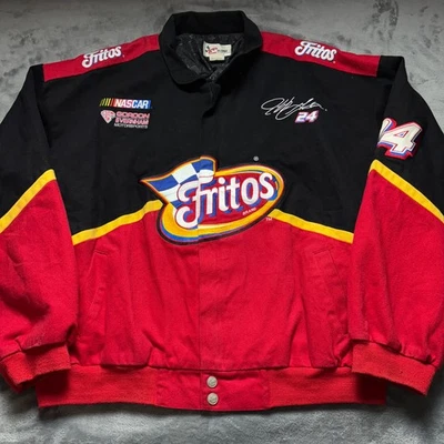 Vintage Fritos Jacket Mens 2XL Black Red Jeff Gordon #24 NASCAR Racing Cotton - Image 1 of 4