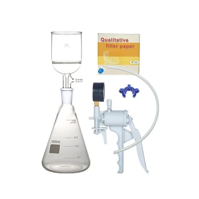 1000ml Suction Filtration Kit 250ml Buchner Funnel W/Vacuum Pump & Filter Paper - Image 1 of 2
