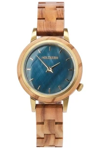 HOLZKERN Damenuhr Quarz Antrim Olive/Perlmutt - Picture 1 of 7