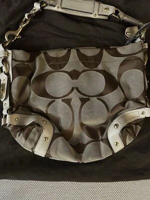 Coach Carly Signature Beige And Metallic Shoulder Bag - Image 1 of 4